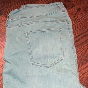 Sea foam green skinny jeans